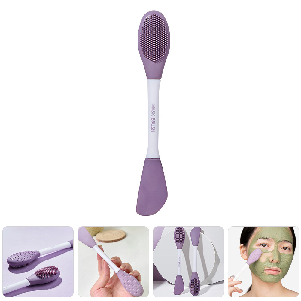 Silicone Face Scrubber Electric - シリコン製のデュアルヘッドフェイスマスクブラシ。泥マスクの塗布に最適。繰り返し使用できる洗顔用スクラバー。ご自宅や旅行先でご使用いただけます。