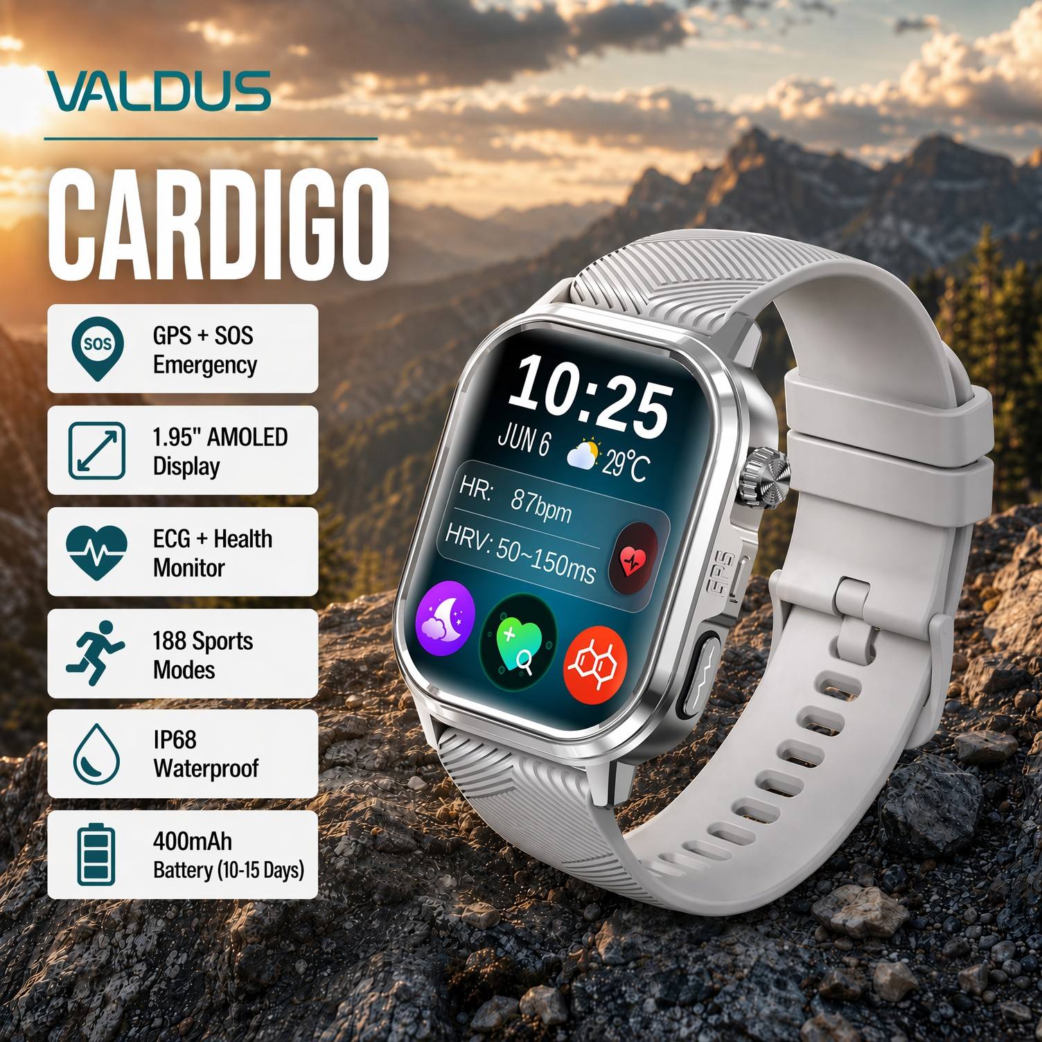 Health Monitors - VALDUS CARDIGO メンズ レディース ECG 健康スマートウォッチ