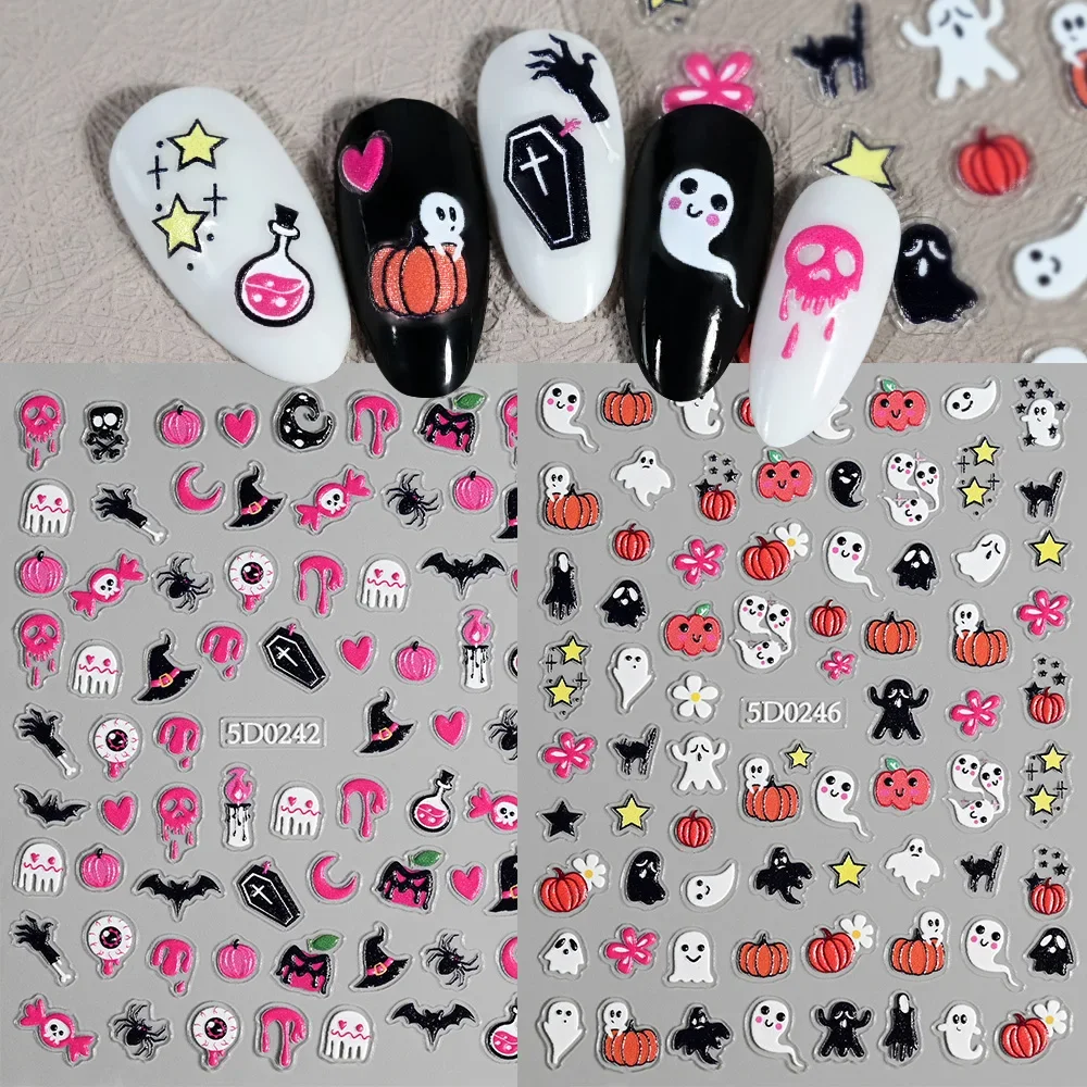 1枚入り 5D ハロウィン ネイルステッカー ピンク/グリー - Nail Art のレビューと価格