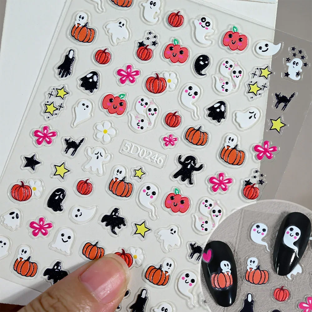 1枚入り 5D ハロウィン ネイルステッカー ピンク/グリー - Nail Art のレビューと価格