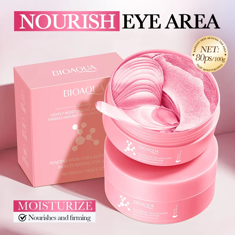 80枚入り ナイアシンアミド配合 コラーゲンアイマスク。目の - Collagen Under Eye Patches のレビューと価格