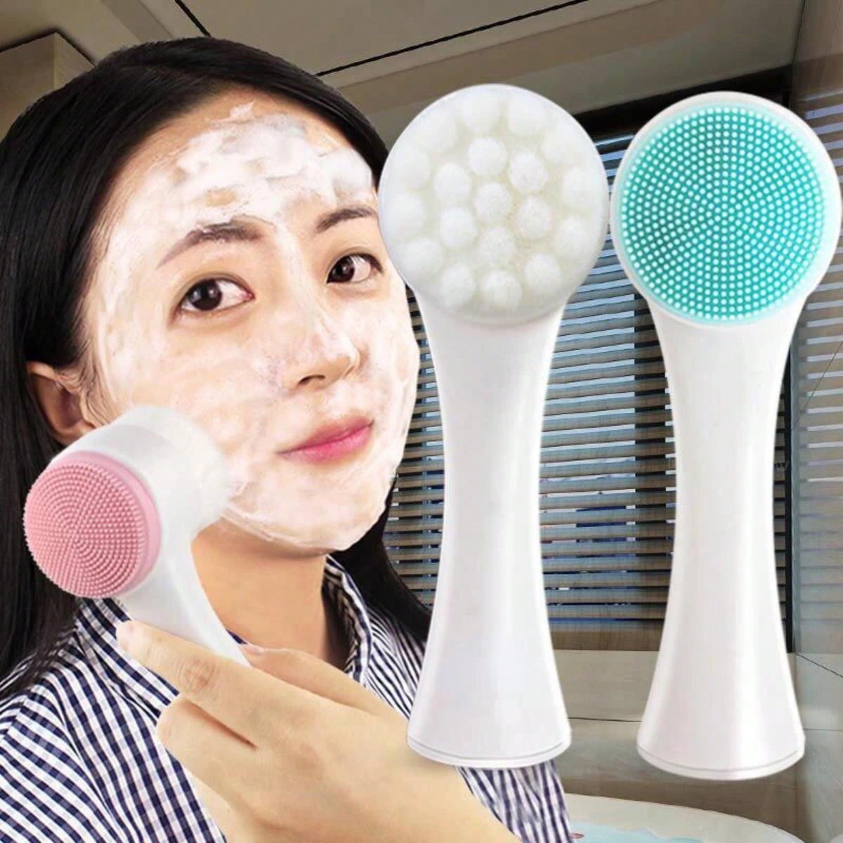 両面洗顔ブラシ シリコン洗顔ブラシ 黒ずみ除去 毛穴クリーナ - Silicone Face Scrubber Electric のレビューと価格