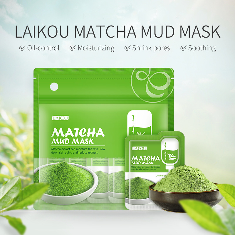 LAIKOU 7個入り抹茶グリーンクレイ泥パック ナイトフェ - Green Tea Cleansing Clay Mask のレビューと価格